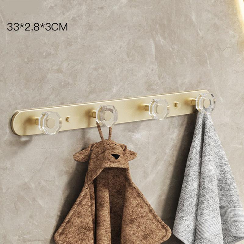 Acrylic Bathroom Hooks Towel Hanger Hook Brushed Gold Clothes Hat Hook Row Robe Hook Kitchen Hook Bedroom Hook Bath Accessories