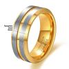Tungsten Steel Simple Wide Band 6 8mm Grooved Brushed Unisex Two Tone Stainless Steel Ring