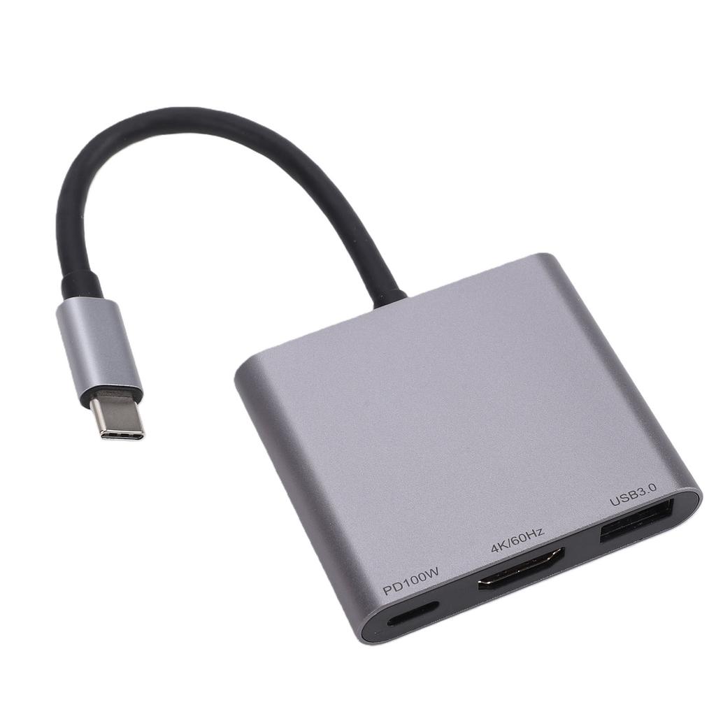 3-в-1 USB-C концентратор, подходит для AR-очков XREAL One, многопортовый адаптер, док-станция, поддержка быстрой зарядки PD 100 Вт, 4K 60 Гц