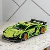 Зеленый Суперкар Строительные Блоки, Модель Гоночного Автомобиля Technic с Золотыми Колесами, Кирпичики для Самостоятельной Сборки, STEM Игрушка