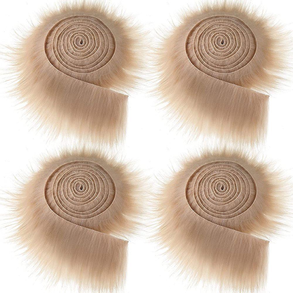 Muiltcolor Long Plush Fur Trim Fabric Roll Stripe Faux Fur Ribbon Tapes Winter Costume Soft DIY Crafts Home Decoration Gift