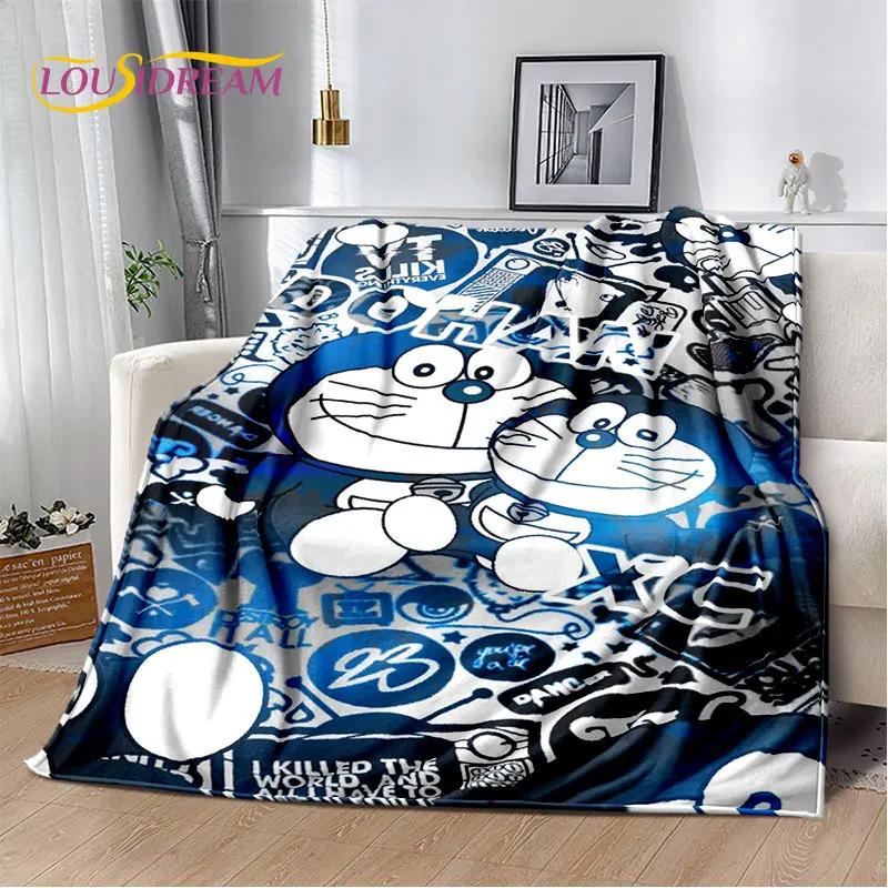 Плюшевое одеяло Doraemon, Мультяшное аниме, Мягкое, Фланелевое покрывало, Для гостиной, спальни, кровати, дивана, Пикника, Теплое для детей