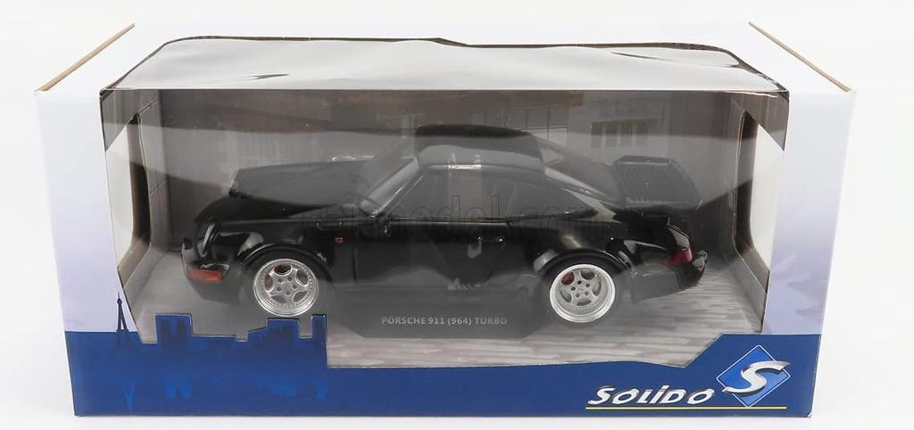 SOLIDO Mini Car 1/18 Porsche 911 (964) Turbo 1991 Black SOLIDO S1803404