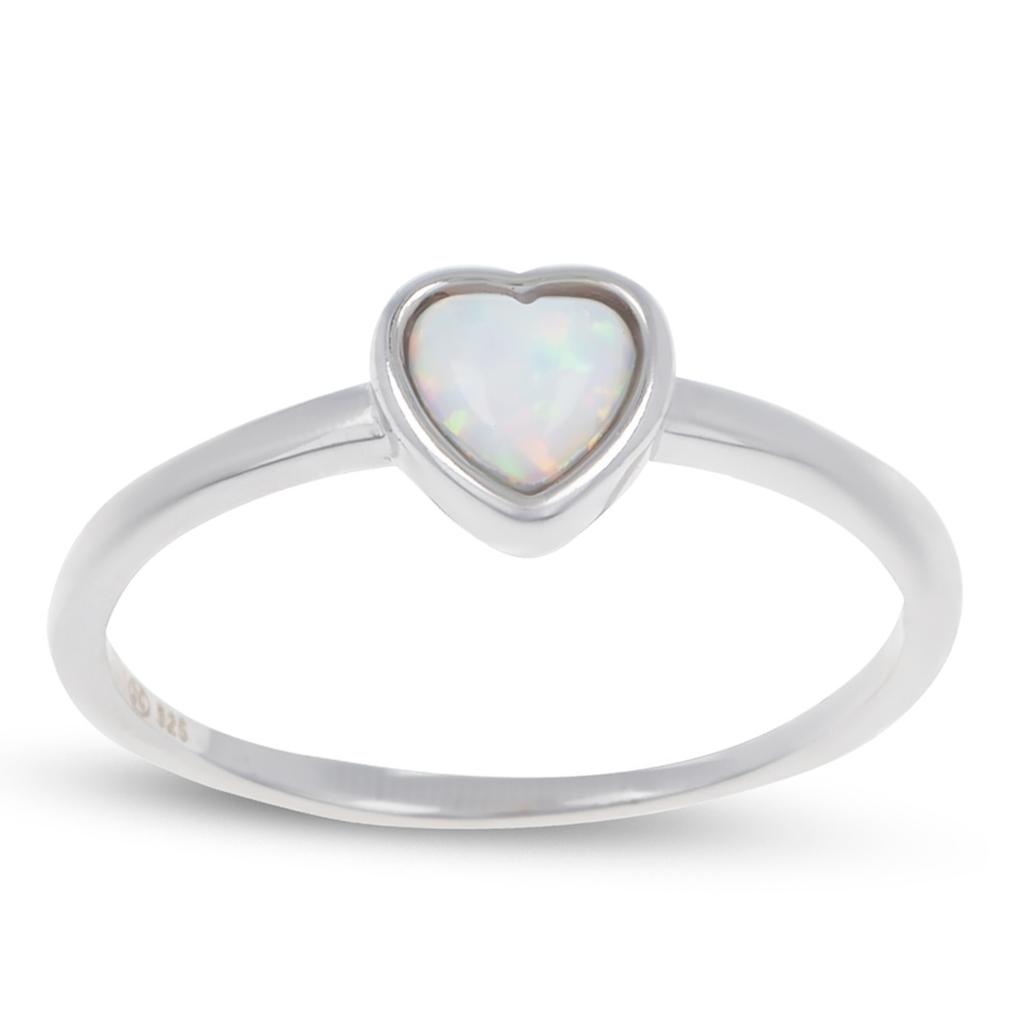 Silver Ring 'Goddess Opal' White Silver (rhodium) - 6x6mm (heart)