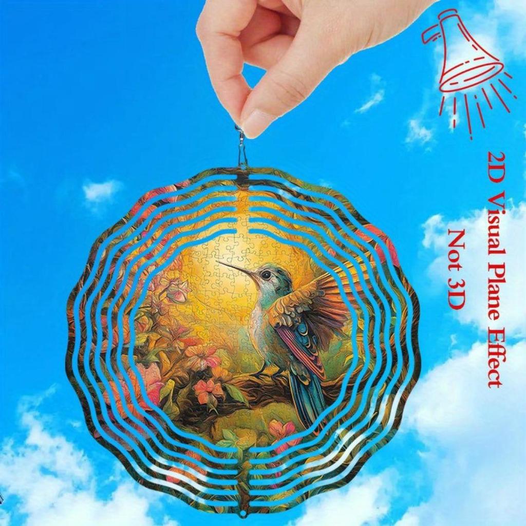 Vibrant Hummingbird Floral Metal Wind Chime Garden Porch Outdoor Decor Easy To Hang Secure Hook Gift for Nature Lovers