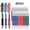 43 PCS Gel Pens & Refills Set Stationery Kawaii Writing Pen Black/red/blue Ink 0.5 Mm Blue Ballpoint Pen Office School Supplies