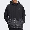 Adidas Aop Block Windproof Fleece-Lined Warm Hooded Jacket Men Outerwear Black GT6484