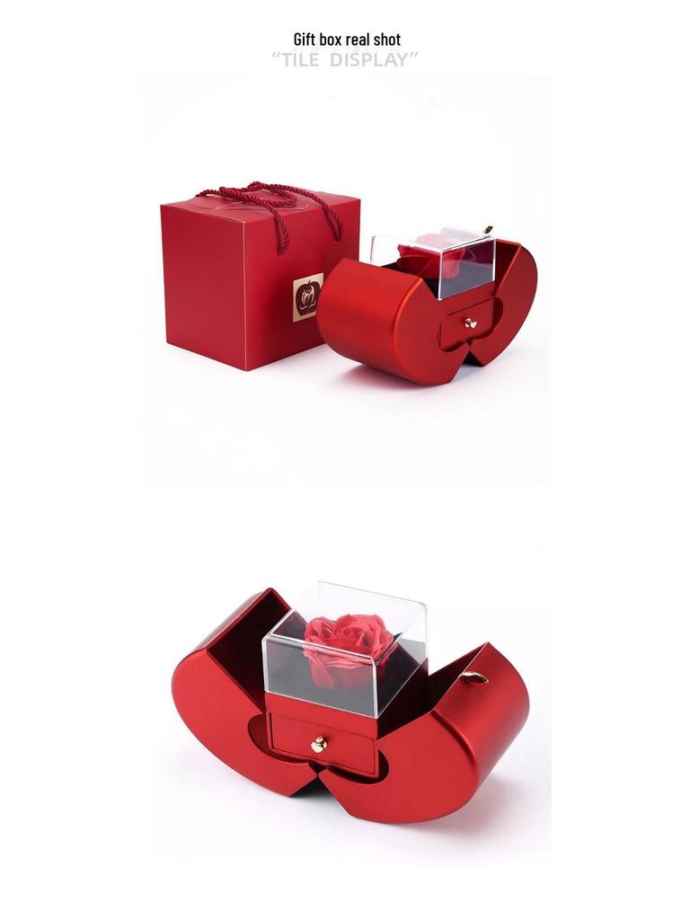 Набор «Ожерелье-сердце и подарочная коробка с вечной розой» для Дня святого Валентина, Нового года, Рождества