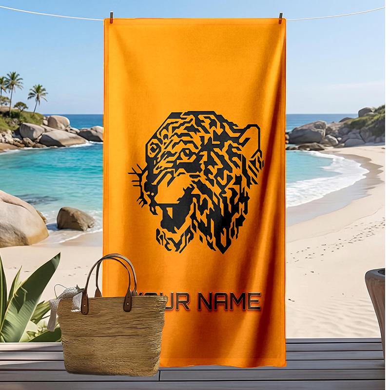Hull FC Custom Beach Towel, Print Your Name Text Lightweight Absorbent Towel for Swimming Travel