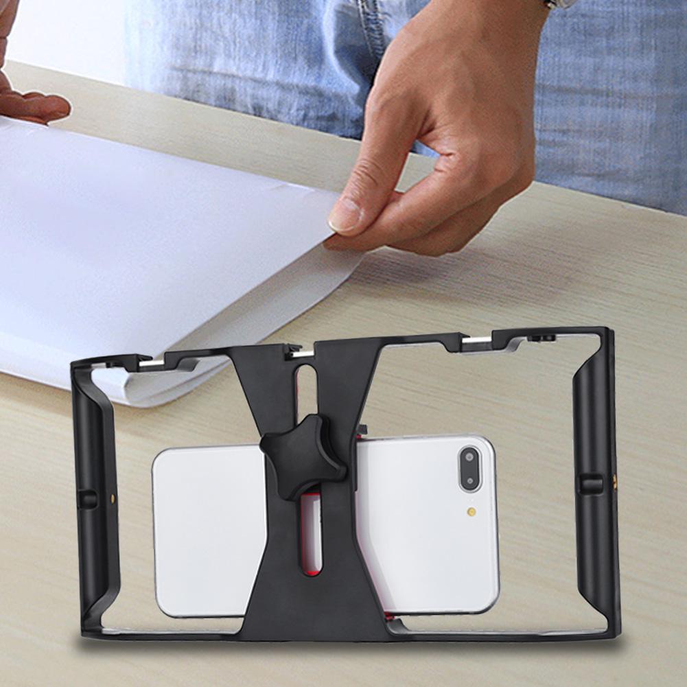 Portable Dual Hanlde Handheld Phone Adjustable Stabilizer Support Recording Rig