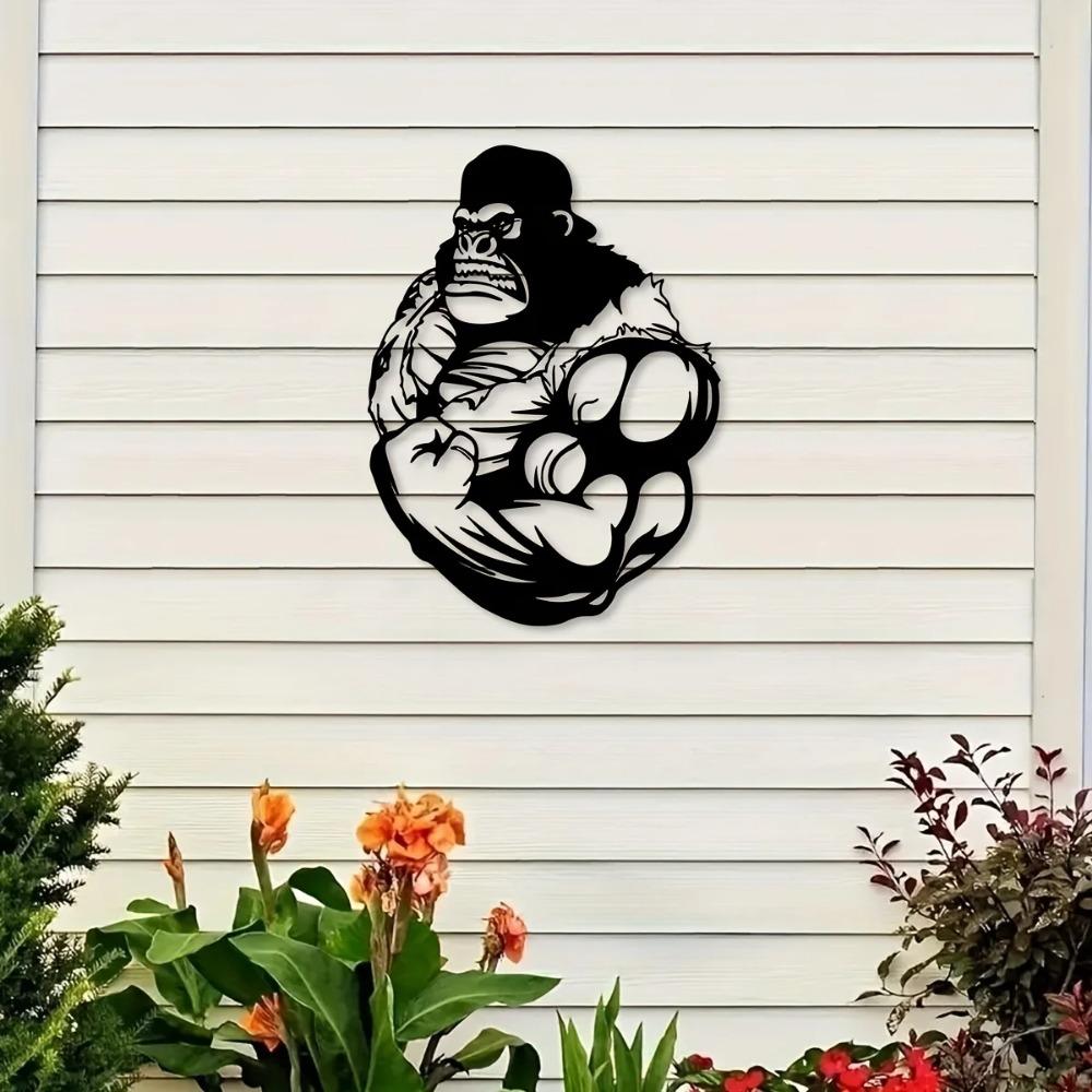 Креативные поделки из железа в виде мускулистого орангутана — уникальный декор для дома и улицы, идеально подходит для украшения гостиной и стен на улице