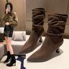 Elegant French High Heel Slim Boots Spring Autumn Winter New Pointed Elastic Sleeve Thin Heel Stack Boot Women's Boot