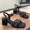 Fashion Sandals for Women In Summer 2025 Fashionable Mid Heel with a Single Buckle Strap and French Style Open Toed High Heels