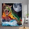 Funny Cat Shower Curtain Cute Cool Kitty Riding Whale Cartoon Animal Ocean Wave Children Bathroom Curtain Waterproof With Hooks