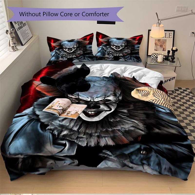 Evil Clown Horror Print 3Pcs Bedding Setduvet Cover With 2 Bedropillowcase Home Birthday Gift