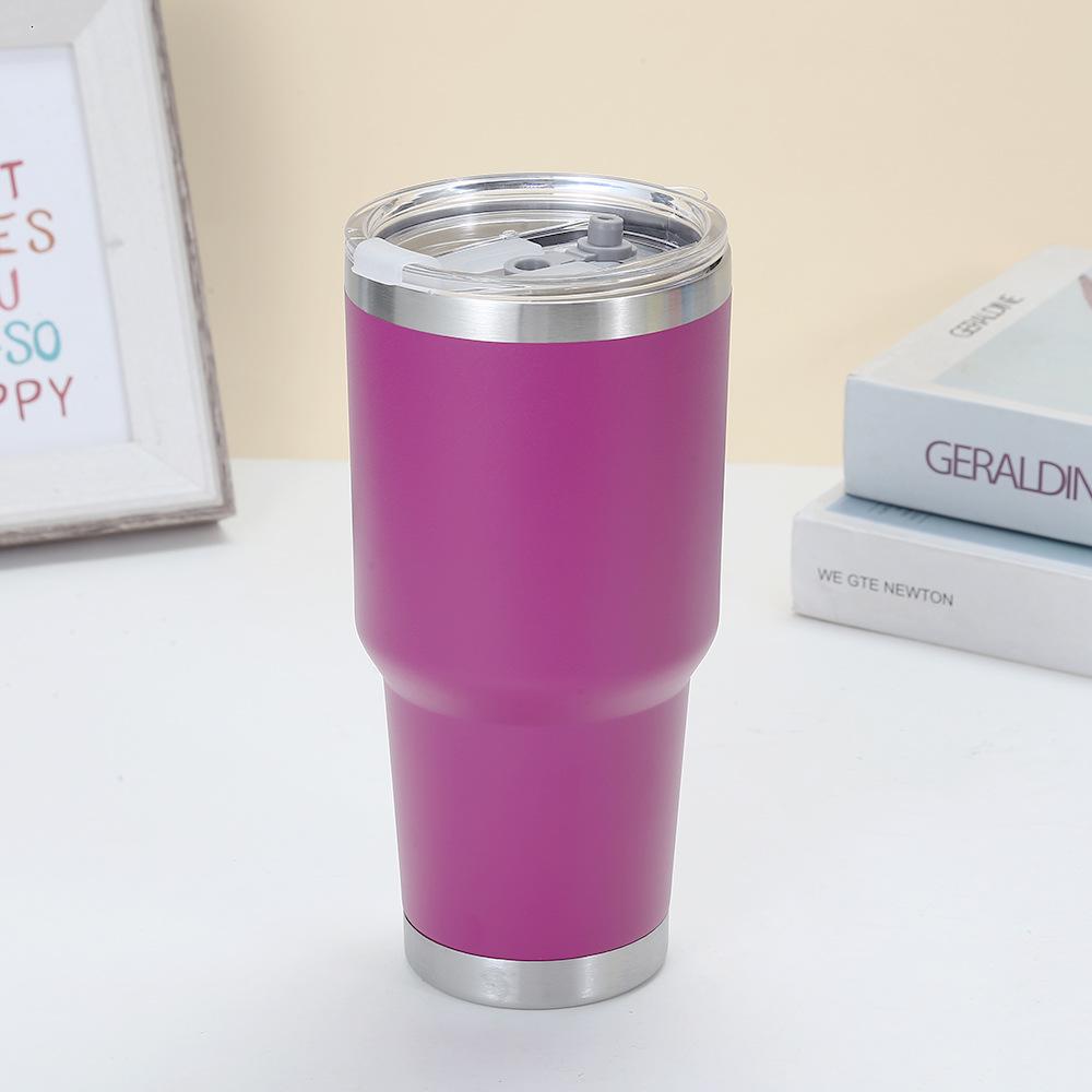 30oz Powder Coated Stainless Steel Insulated Car Cup - Double Layer, Large Capacity, Ice Buster for Outdoor Cold Storage