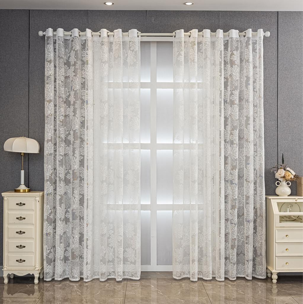 1 шт. Вышитая прозрачная штора для окна, Трехмерная вышивка, Европейская тюлевая штора с кулиской для карниза для спальни, гостиной, домашнего декора
