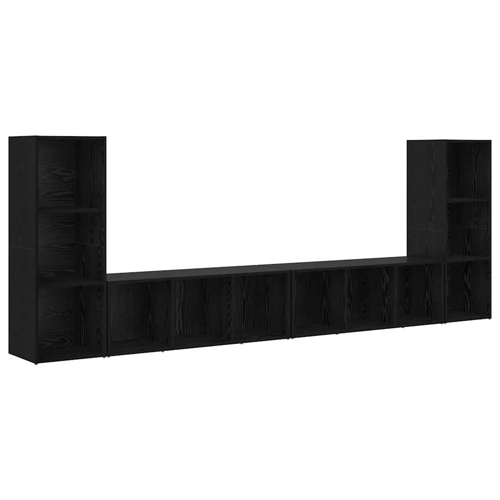 TV Cabinet Set 4 pcs Black Oak Effect 37 x 35 x 107 cm