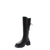 Women's Boots 2024 New Winter Black Lady Mid-Calf Boots Fashion Round Toe High Boots Simple Versatile Cross-strap Platform Shoes