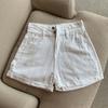 Двубортные джинсовые шорты для женщин Новые шорты с высокой посадкой, стройнящие, свободные, с широкими штанинами