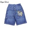 RogueWave Хип-хоп Дракон Ретро Джинсовые Шорты Y2k Голубая Стирка Широкие Прямые Рабочие Брюки Уличная Одежда Джортсы Одежда