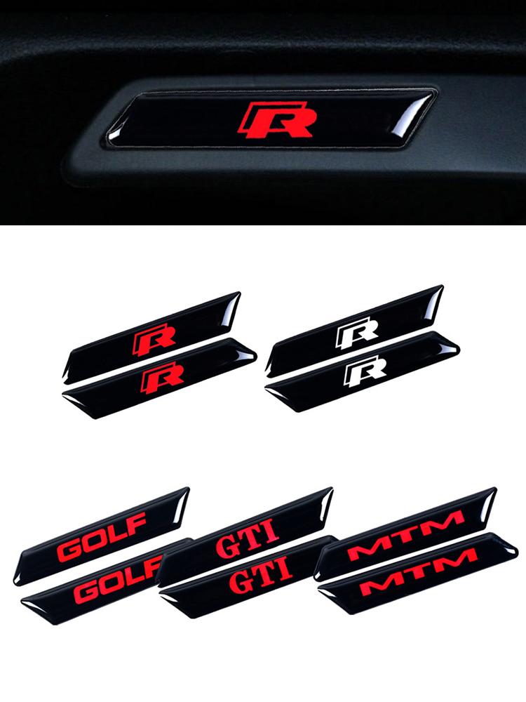 2Pcs 3D Car Seat Lift Button Stickers R Line Rline Badge Decorative Stickers For VW Golf 6 8 GTI MK6 MK8 Touran Mtm Accessories