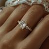 Luxury CopperColor White Square Cubic Zirconia Wedding Band Ring for Women Trendy Engagement Eternity Jewelry Female Accessory