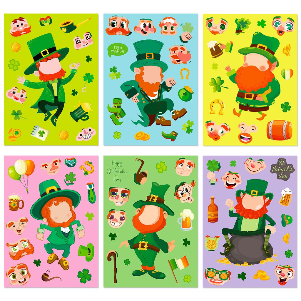 6 Packs of St. Patrick's Festival Independent DIY Cute Wind Parent-Child Interactive Baby Puzzle Change