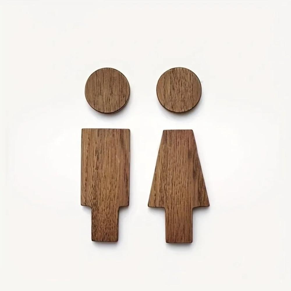 1 Pair Solid Wood Bathroom Sign Men's and Women's WC Door Sign Restroom Sign  Toilet Door Decoration