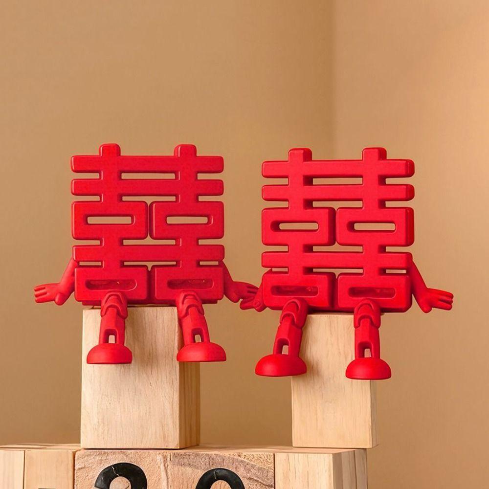 1/2Pcs Traditional Chinese Wedding Decorations Double Happiness Ornaments  Bridal Room Decor