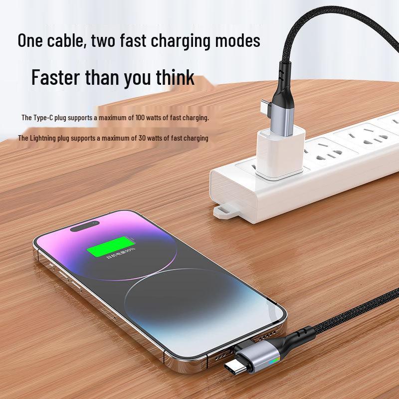 4-в-1 Кабель для быстрой зарядки PD100W для устройств Apple: Телефоны, Компьютеры, Планшеты - Двойной Кабель Данных