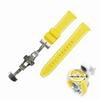 Совместимый с Swatch x Omega резиновый ремешок с D-образной застежкой, двухстрочный (желтые/белые линии)