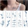 Small Pattern Butterfly Sea Wave Fish Tail Other Side Flower Small Fresh Juice Herbal Simulation Chest Water Transfer Tattoo Sticker