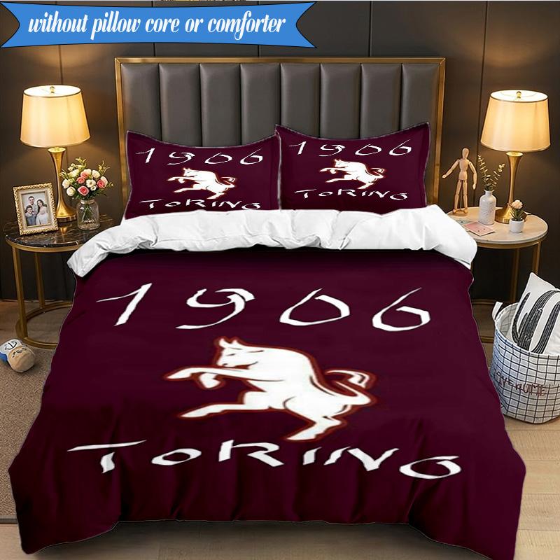 Torino Fc Crest Design 3pcs Bedding,Including 1pc Duvet Cover And 2pcs Pillowcases Perfect for Christmas,Ideal for Bedroom, Dormitory