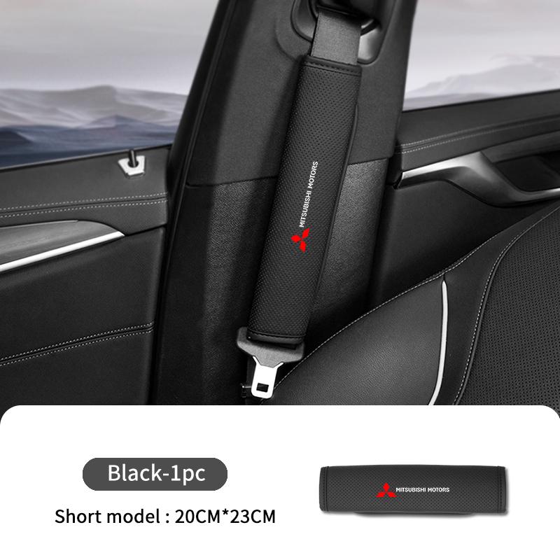 cxdjmy1 For Mitsubishi Leather Car Logo Seat Belt Cover Shoulder Protective Interior Accessories Lancer ASX Pajero Mirage Attrage