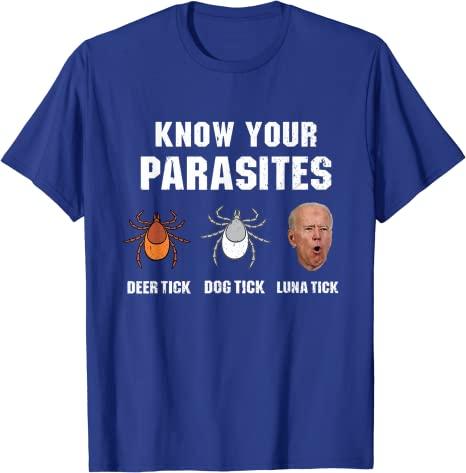 Know Your Parasites Funny Joe Biden TShirt Sarcastic Sayings Quote Jokes Graphic Tee Tops Unisex Clothing Campaign Street Outfit