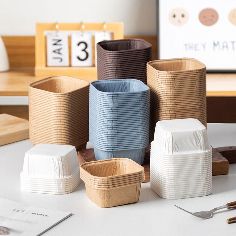 50 шт. квадратных кексов бумажные формочки для упаковки кексов пищевые бумажные формочки для выпечки кухня свадьба вечеринка