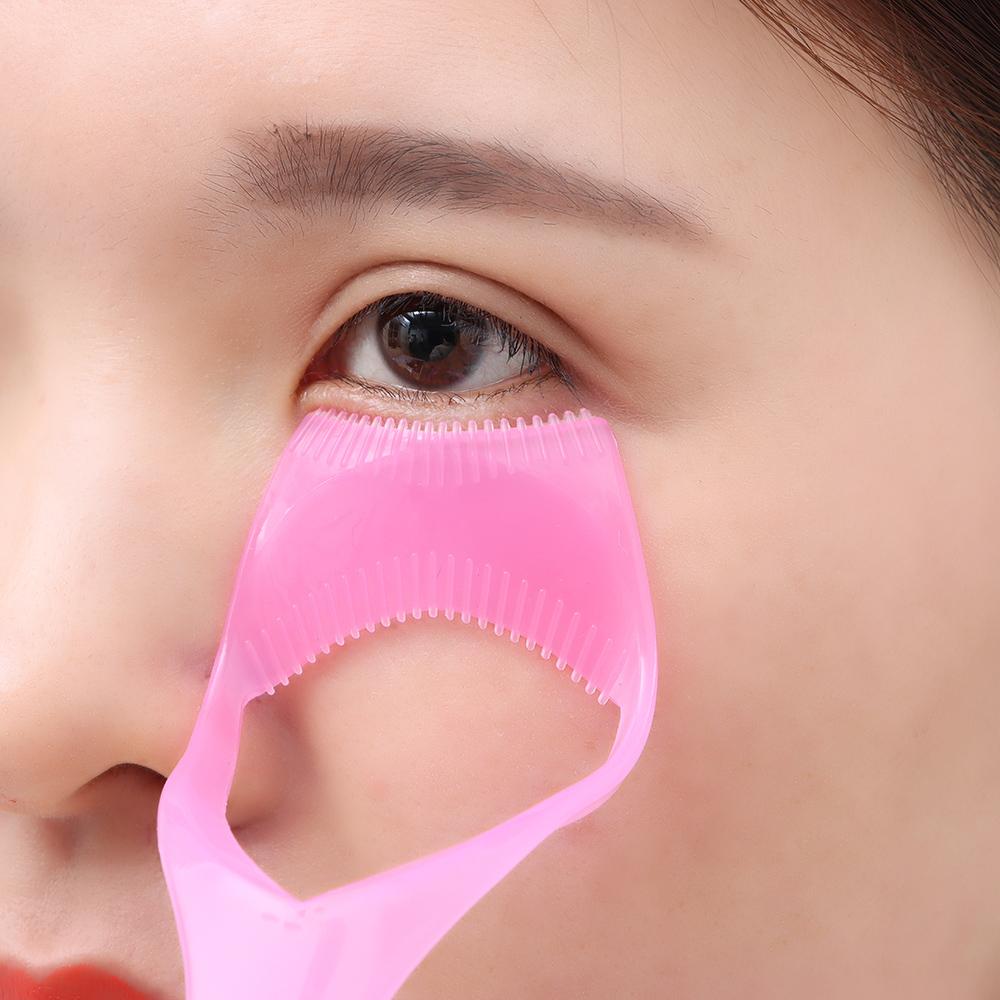 Crystal Protect Eyes Applicator Tool 3-In-1 Eyelash Comb Template Mascara Shield Make Up Brush