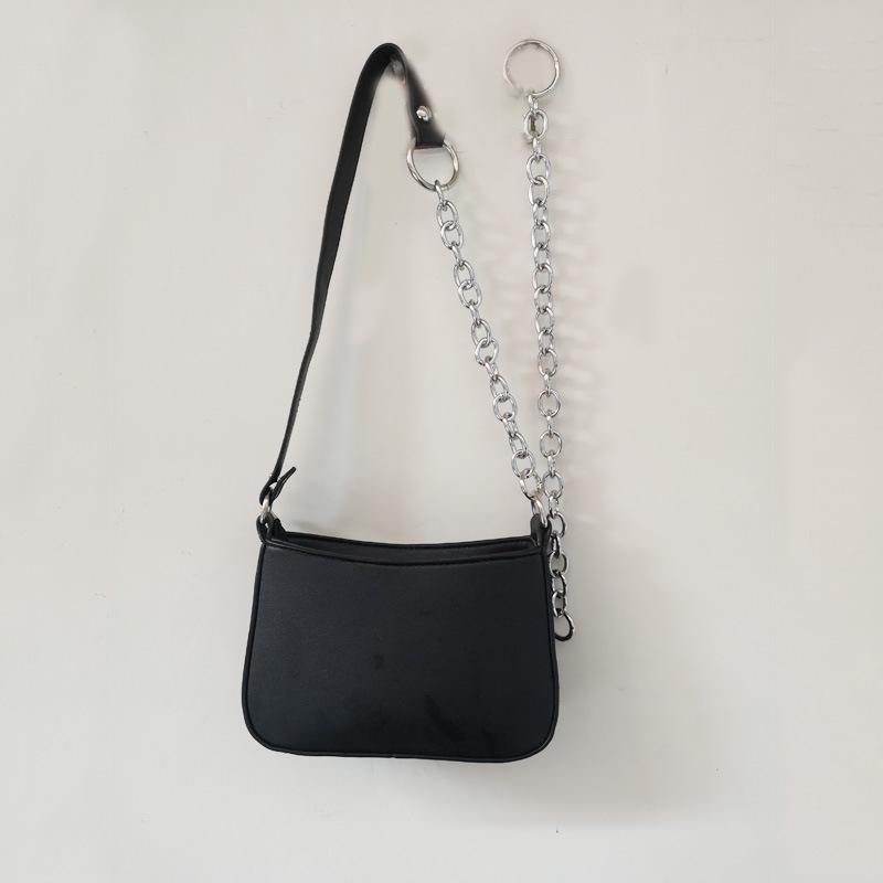 2020 Trendy Black Stitch Underarm Baguette Bag: European & American Style PU Shoulder Handbag for Women