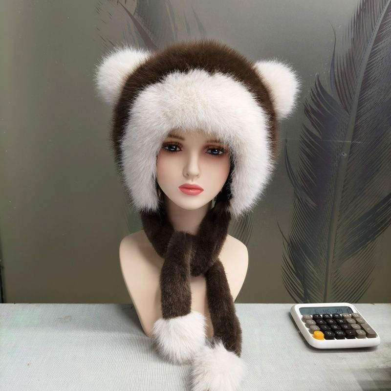 Bear Hat Winter Warm Scarf Hooded Integrated Head Hat Cycling Cold Protection Ear Protection Cute Plush Hat