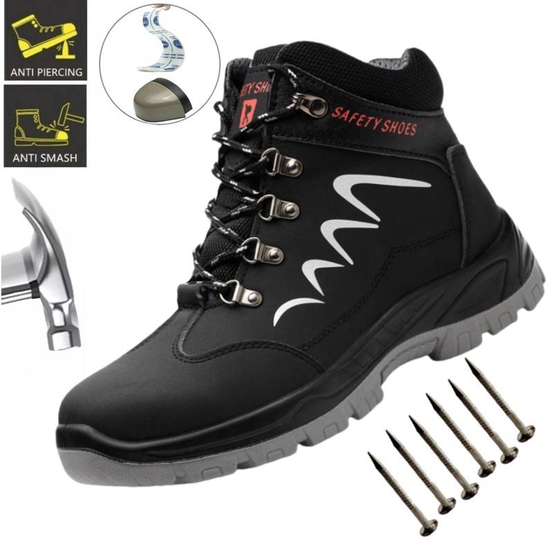 Защитные рабочие ботинки со стальным подноском для мужчин, уличные ботинки для хайкинга, защита от проколов, нескользящие, промышленные ботинки