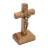 Wooden Standing Cross,Small Crucifix Collectible Decoration Jesus Statue Catholic Figurine