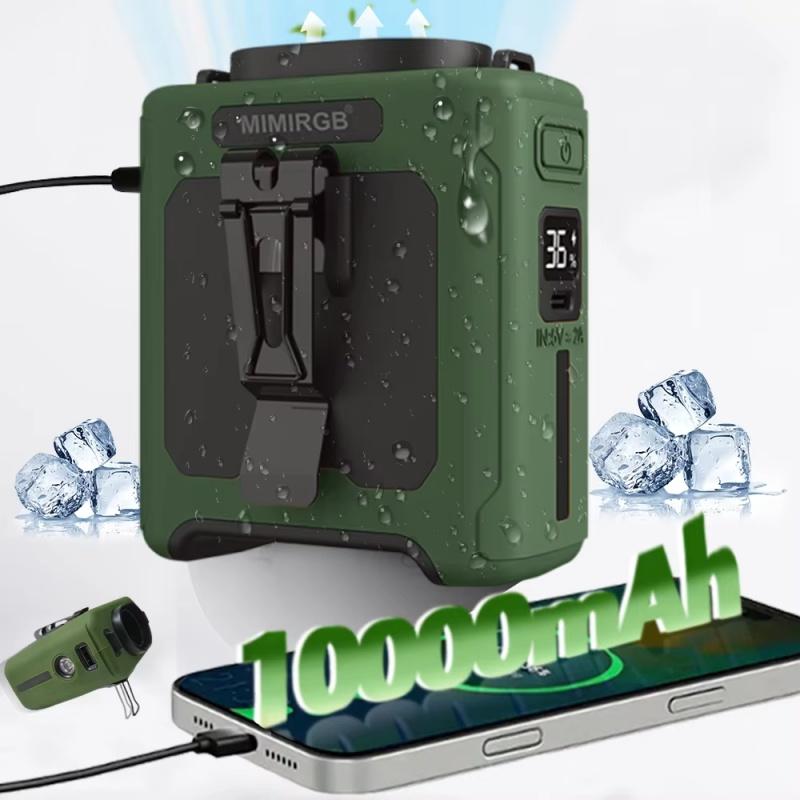 Портативный поясной вентилятор с клипсой, вентилятор на пояс, аккумулятор 10000 мАч, 5 скоростей ветра, охлаждение шеи без помощи рук, USB-зарядка, АБС-пластик