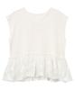 Kobe Lettuce Summer Knit Blouse with and Short Size M Women's V-Neck, Ruffles, Sleeves, Off-White [C7536],