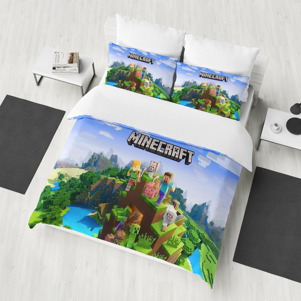 M-Minecraft 100% Полиэстер Аниме Принт Постельное Белье Пододеяльник Королевский Хлопок Милый Принт Мультфильм Чехол на Одеяло