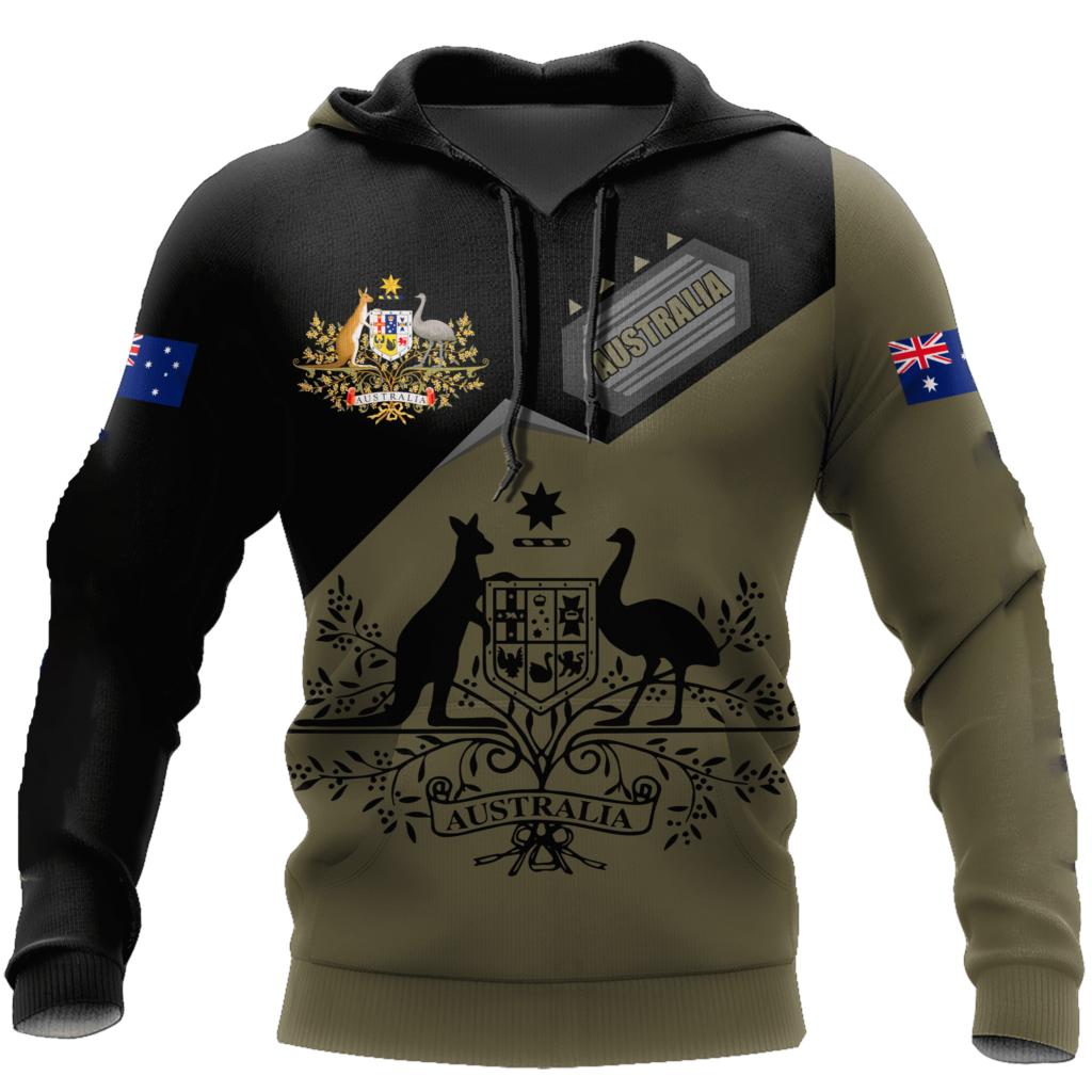 New Australia Men's Hoodies 3D Full Printing Kangaroo Autumn Long Sleeve Casual Australia Flag Streetwear Designer Hooded Hoodie