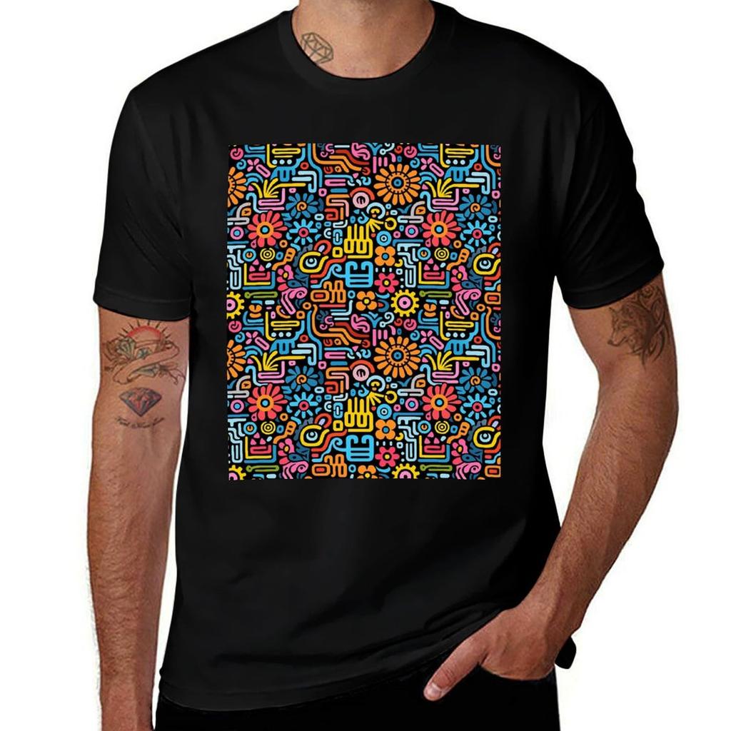 Psychedelic Abstract Flowers And Smooth Shapes Tshirt Casual Loose Fit Short Sleeve Tshirt