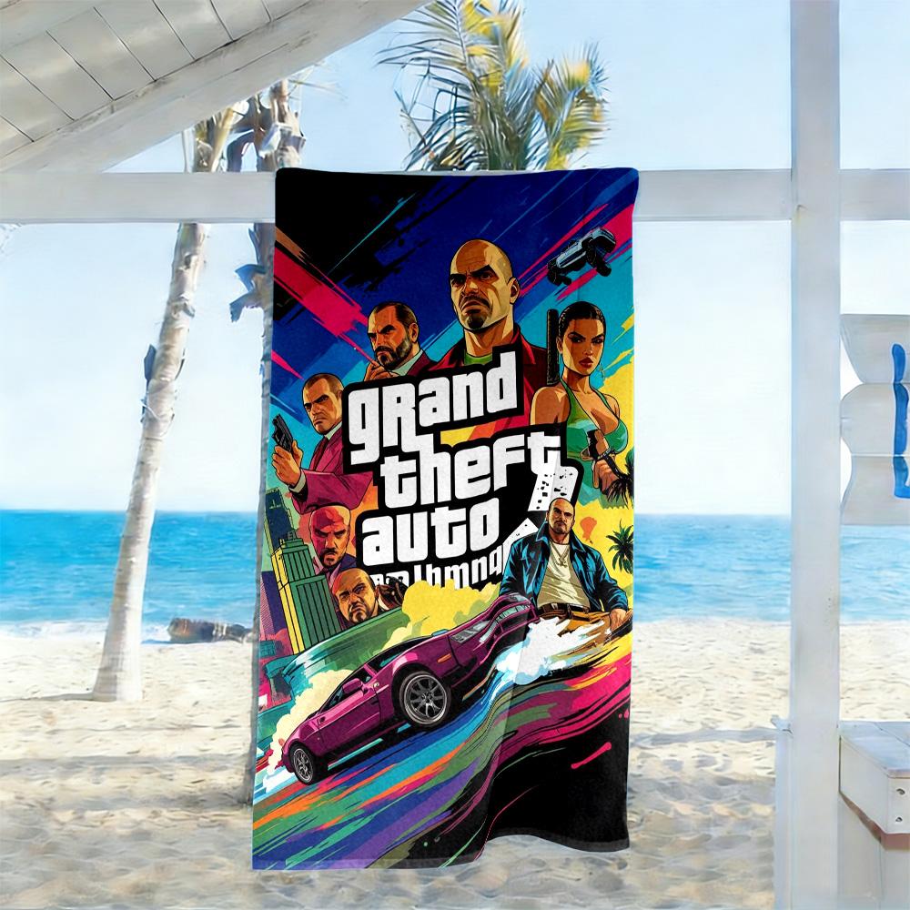 Gta Beach Towel Quick-Dry Soft Microfiber Comfortable Lightweight Suitable for Swimming, Gym, Camping, Yoga Vacation