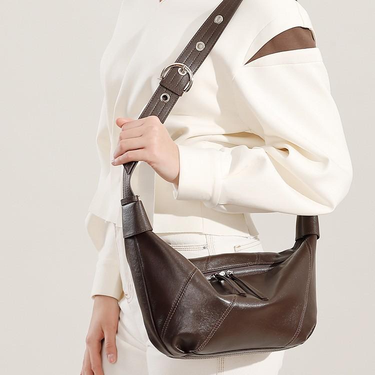 The First Layer Of Cowhide, Winter Genuine Leather, Light Luxury, High-End Fashion, Single Shoulder Crossbody Underarm Bag Woman