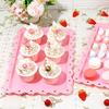 3Pcs Serving Trays Large Rectangle Dessert Tray Plastic Sturdy Reusable Platters Flat Cookie Cupcake Serving Tray for Birthday Tea Party Wedding